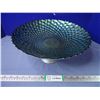Image 1 : 13" Peacock Teal Green Forged Silver Glass Pedestal Footed Platter