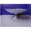 Image 2 : 13" Peacock Teal Green Forged Silver Glass Pedestal Footed Platter
