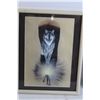 Image 2 : Wolf on feather Picture Wood Frame - 12"x15", Wolf Hand Stitched - 11"x14"
