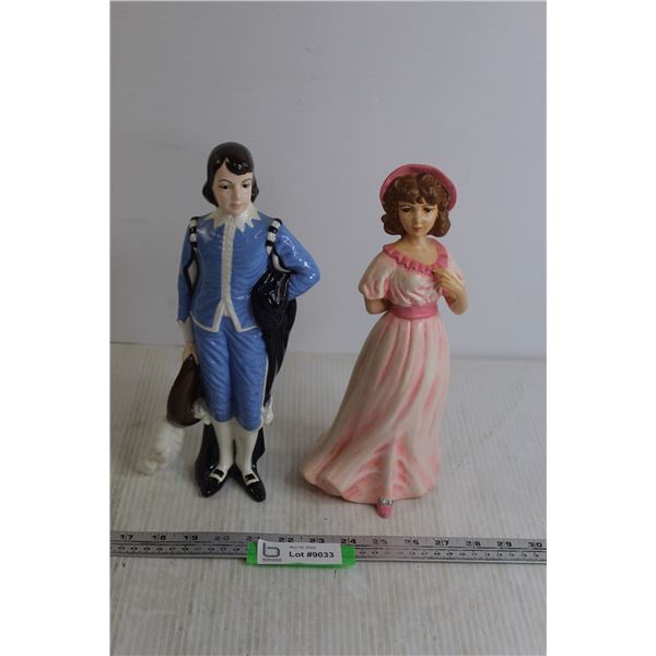 Blue Boy and Pink Lady Ceramic Figurines - 12  Tall