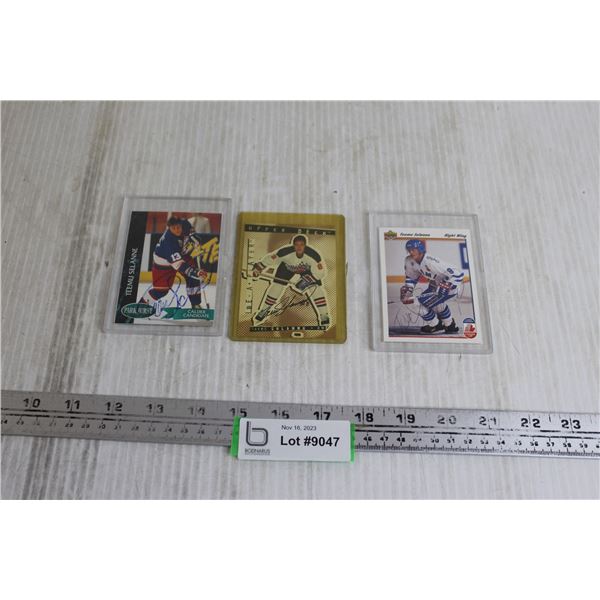 (3) Teemu Selanne Rookie Hockey Cards (Signed - Signatures Not Authenticated)