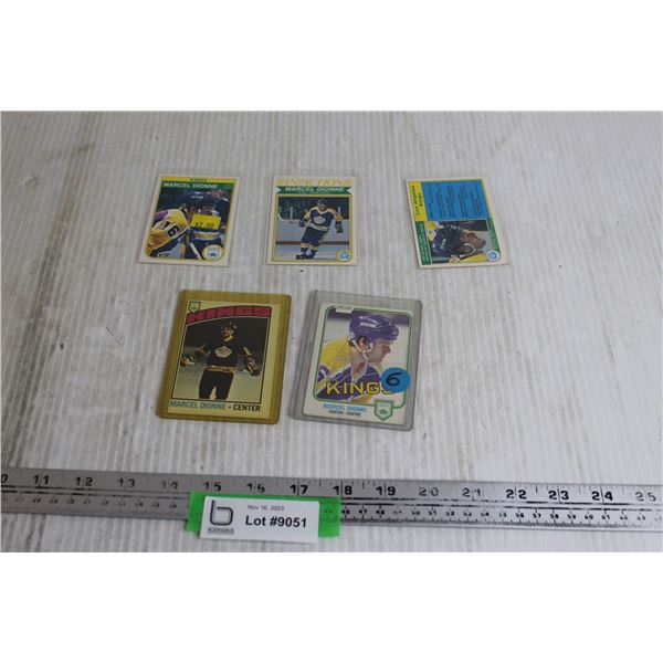 (5) Marcel Dionne 1970-80's OPC Hockey Cards (1 Signed - Signature Not Authenticated)