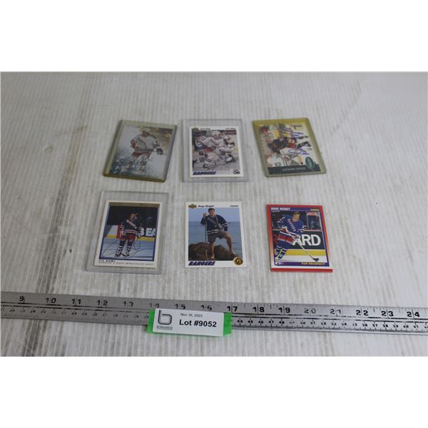 (6) Assorted New York Rangers Hockey Cards - Tie Domi, King (4Signed - Signatures Not Authenticated)