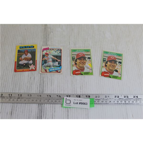 (4) Vintage Johnny Bench Baseball Cards