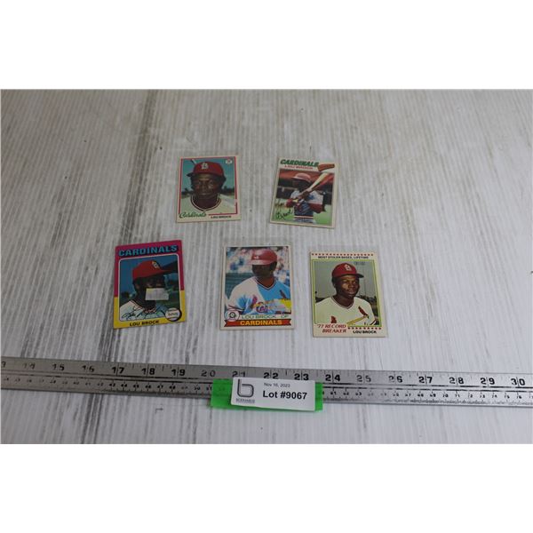 (5) Vintage TOPPS Baseball Cards - Lou Brock