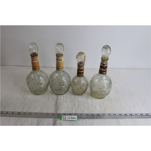 (4) Glass Liqueur Bottles Various Sizes