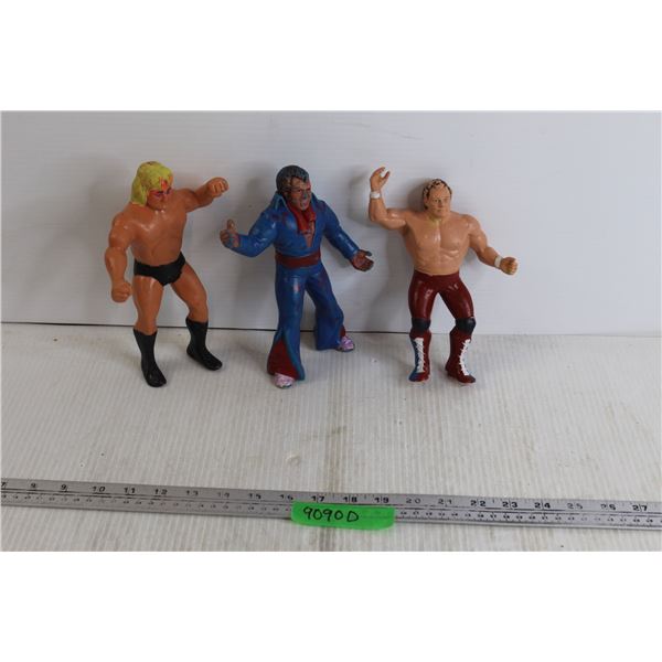 (3) 1980's Rubber Wrestling Figurines