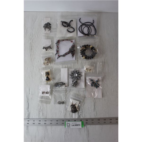 (15) Costume Jewelry - Ear Rings, Bracelets, Necklaces, etc.