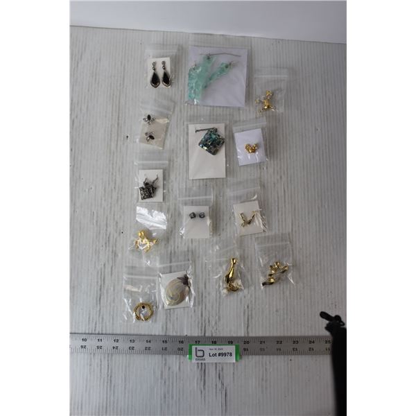 (13) Costume Jewelry - Ear Rings, Brooches, etc.