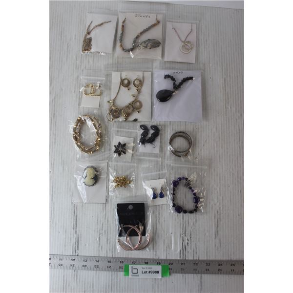 (15) Costume Jewelry - Ear Rings, Bracelets, Necklaces, etc.