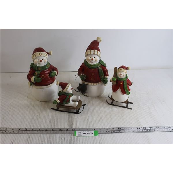 4-Piece Snowman Family Decorations