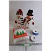 Image 1 : (2) Snowman Decorations, Christmas Tree-Scented Fake Snow - Sealed, (2) Rolls Ribbon