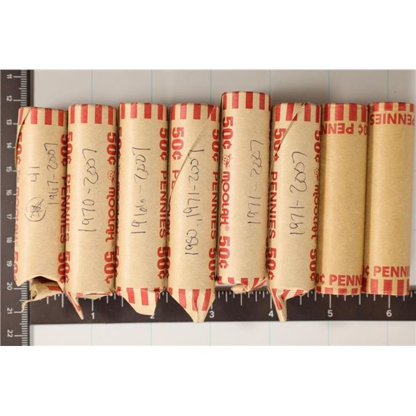 8 ROLLS OF LINCOLN CENTS: 2 SOLID DATE 2007 (BU)