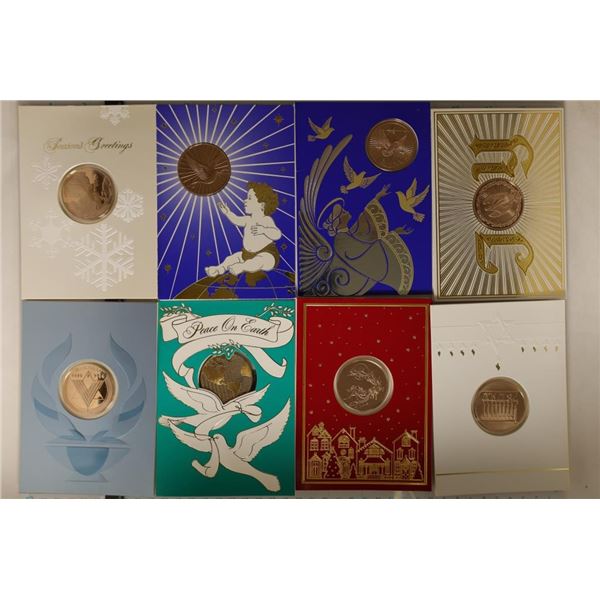 8 FRANKLIN MINT HOLIDAY CARDS WITH 1 1/2"