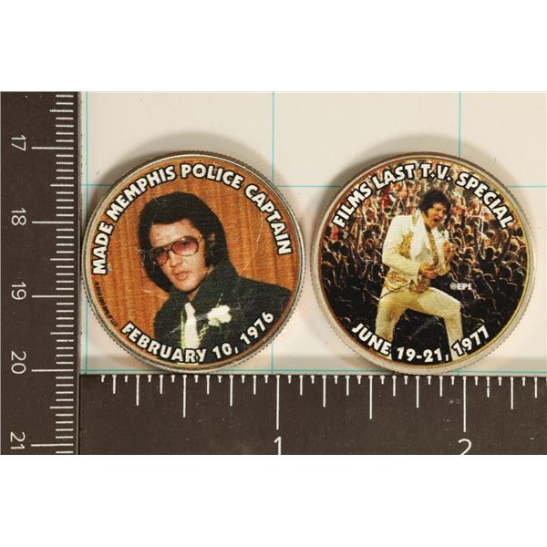 2-COLORIZED ELVIS OVERLAYS ON BU KENNEDY HALVES
