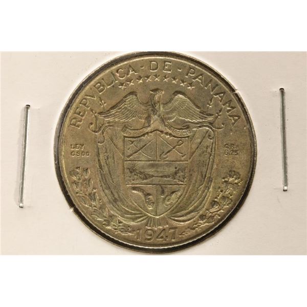 1947 PANAMA SILVER 1/4 BALBOA .1808 OZ. ASW