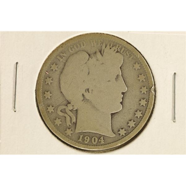 1904-O SILVER BARBER HALF DOLLAR WITH RIM BUMP