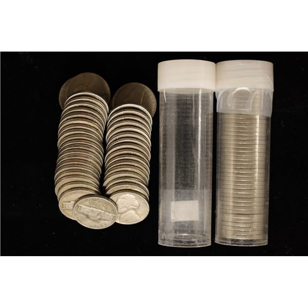 2 SOLID DATE ROLLS OF JEFFERSON NICKELS: 1941-D &