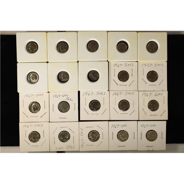 20 SMS ROOSELVELT DIMES (BU): 1965-1967.  8 ARE IN