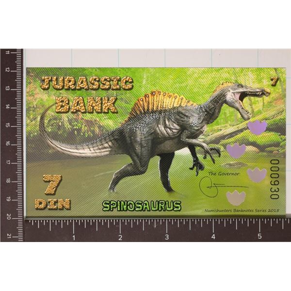 2015 SEVEN DIN JURASSIC BANK NOTE COLORIZED