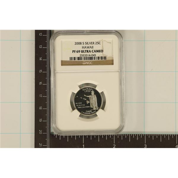 2008-S SILVER HAWAII STATE QUARTER NGC PF 69 ULTRA