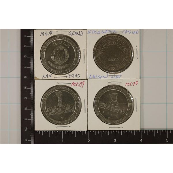 4-$1 METAL GAMING TOKENS" MGM GRAND, EDGEWATER,