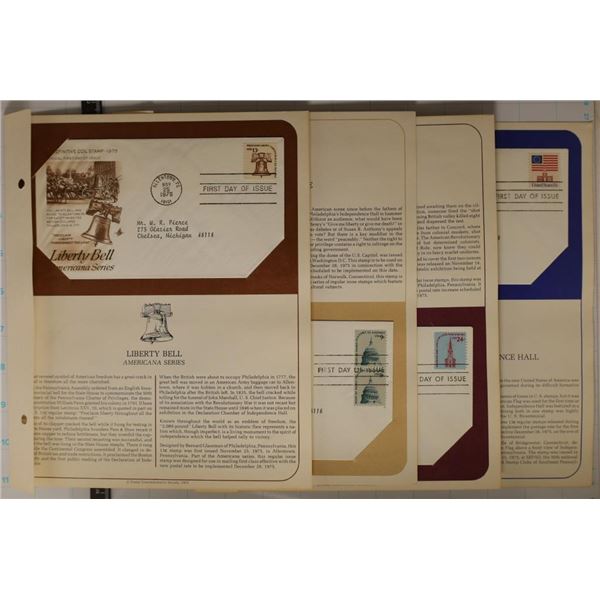 4-FDC'S ON INFO CARDS, 1975 LIBERTY BELL, 1975-9