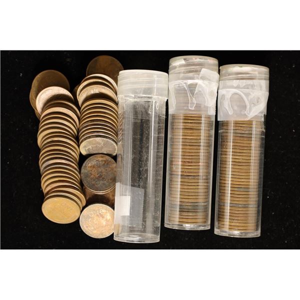 3 SOLID DATE ROLLS OF LINCOLN WHEAT CENTS:1950-D,