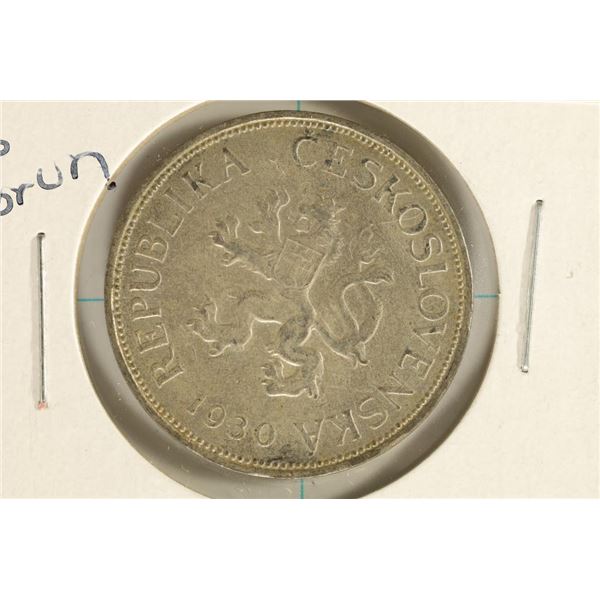 1930 CZECHOSLOVAKIA SILVER 5 KORUN .1225 OZ. ASW