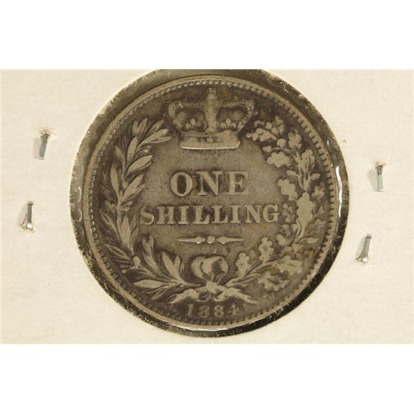 1884 GREAT BRITAIN SILVER SHILLING .1682 OZ. ASW