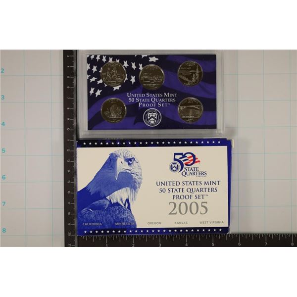 2005 US MINT 50 STATE QUARTERS PROOF SET WITH BOX