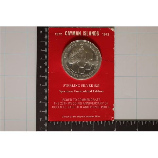 1972 CAYMAN ISLANDS STERLING SILVER $25 SPECIMEN