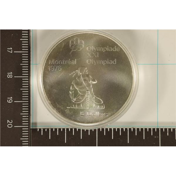 1974 CANADA SILVER $5 UNC OLYMPIC ROUND .7226