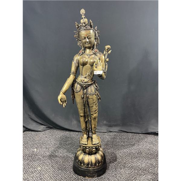 The Goddess Tara, Antique Indian Bronze Sculpture, Damaged Arm 57T