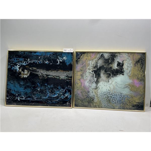 2 Marble Themed  Art Pieces 18.25W x 15.25L