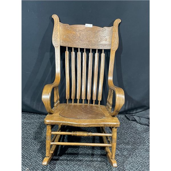 Antique Carved Wooden Rocking Chair 39H x 22W x 20D