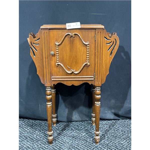 Antique Wooden Side Table With Magazine Slots 12 x 10 x 27