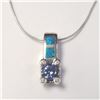Image 1 : SILVER TANZANITE AND OPALITE 16"   PENDANT