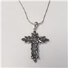 Image 1 : SILVER NATURAL SAPPHIRE CROSS 16"   NECKLACE