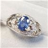 Image 2 : 14K WHITE GOLD NATURAL SAPPHIRE(1CT) DIAMOND(0.16CT)  RING