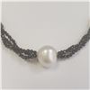 Image 2 : SILVER FRESH WATER PEARL  BLACK SPINEL(20CT)  NECKLACE (WEIGHT 9.85G)