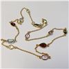 Image 2 : SILVER GOLD PLATED GENUINE MULTI GEMSTONE 18"   NECKLACE