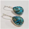 Image 1 : SILVER TURQUOISE(8.95CT)  EARRINGS (WEIGHT 3.75G)