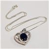 Image 2 : SILVER SAPPHIRE CUBIC ZIRCONIA  NECKLACE (LENGTH 17INCHES) (WEIGHT 6.6G)