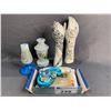 Image 8 : ASSORTED ITEMS INCLUDING; GLASS VASES, CERAMIC HAND DECOR, PHILIPS MARBLE BASE QUILL PEN STAND &