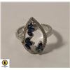 Image 1 : BLUE SAPPHIRE AND CZ RING SIZE 7 925 SILVER