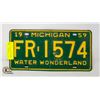 Image 1 : VINTAGE 1959 "MICHIGAN" LICENSE PLATE- SINGLE