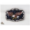 Image 1 : BELT BUCKLE- SILVER EAGLE WITH BLACK ONYX INLAY