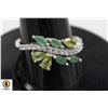 Image 1 : #290-UNHEATED EMERALD & PERIDOT , CZ RING SIZE 9