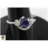 Image 1 : #13- HEATED BLUE SAPPHIRE& CZ  RING SIZE 8